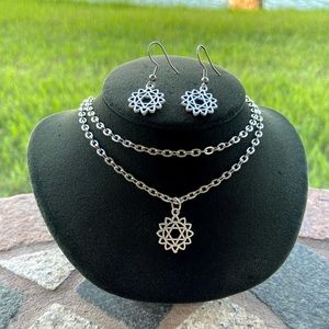 Star of David set wrap around necklace + earrings